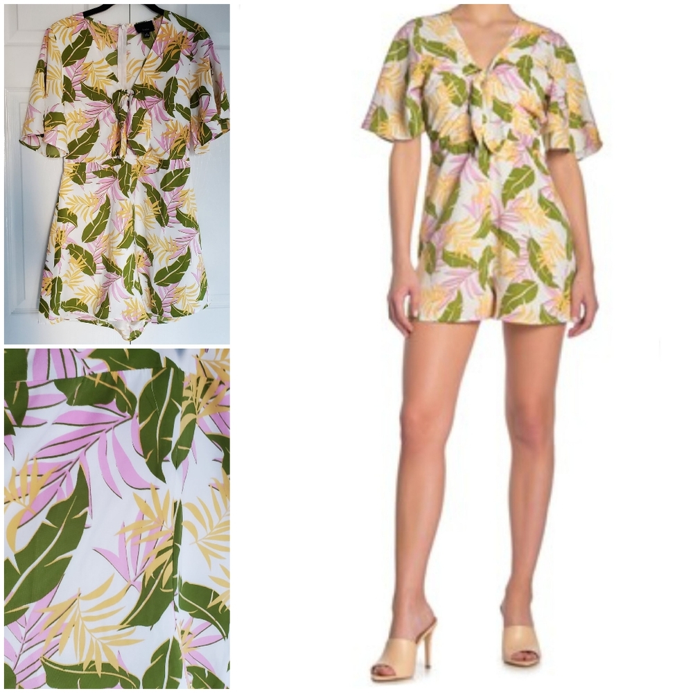 NEW Lumiere Palm Print V-neck Romper